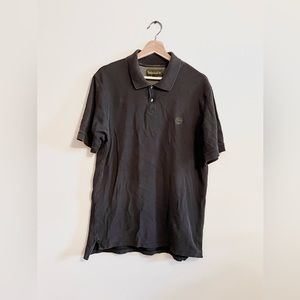 Timberland Men Cotton Polo Regular Fit Black Short Sleeve Logo Size L